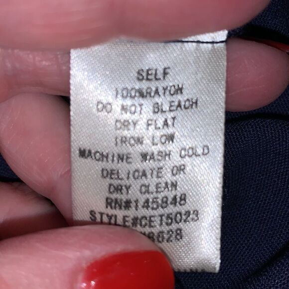 EVERLY navy rayon babydoll tiered blouse Small - Picture 5 of 9